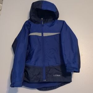 L.L. Bean Jacket Kids Size 8 Blue Hooded Pockets Preppy Logo Outdoor Windbreaker